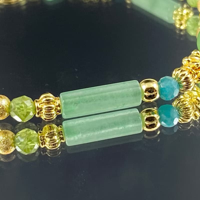 早春 | 藍磷灰 橄欖石 東陵玉 | 生命之春 | 女士水晶手鍊