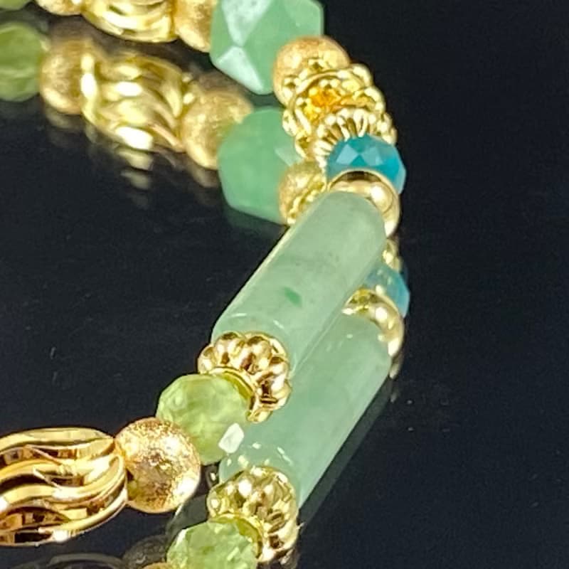 早春 | 藍磷灰 橄欖石 東陵玉 | 生命之春 | 女士水晶手鍊