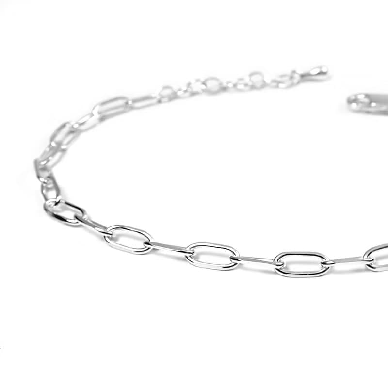 瘋狂幾何 | 極簡橢圓切角造型925純銀可調整手鍊.寬3.5mm