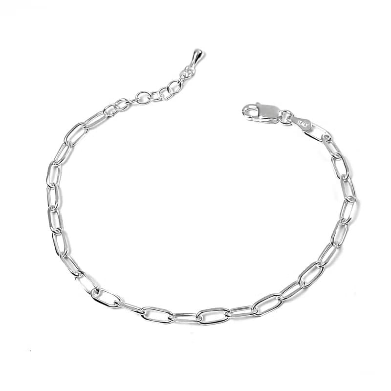 瘋狂幾何 | 極簡橢圓切角造型925純銀可調整手鍊.寬3.5mm