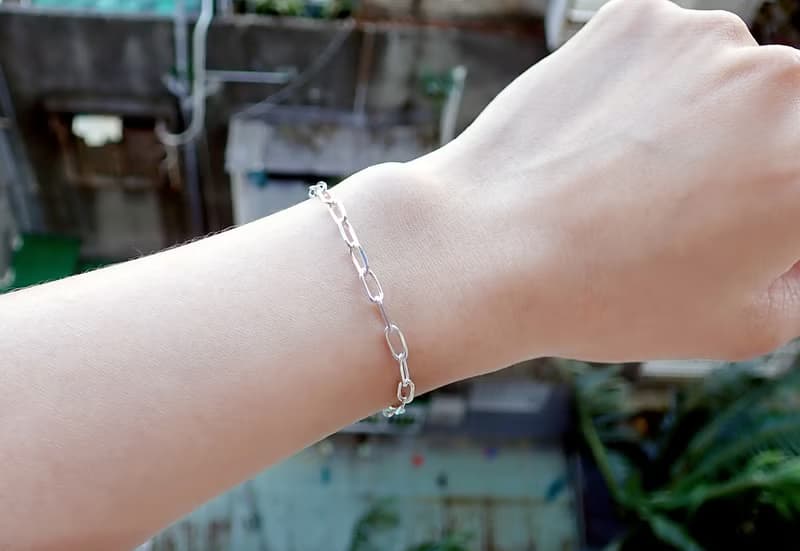瘋狂幾何 | 極簡橢圓切角造型925純銀可調整手鍊.寬3.5mm