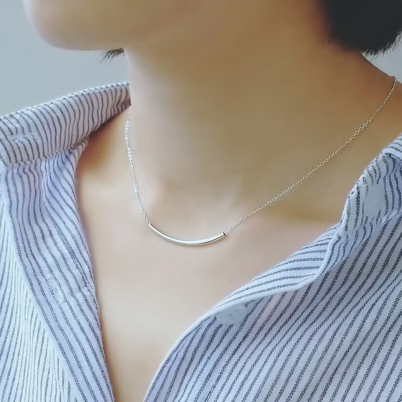 微笑曲線 純銀彎管 項鍊 鎖骨鍊 | 單戴或疊搭