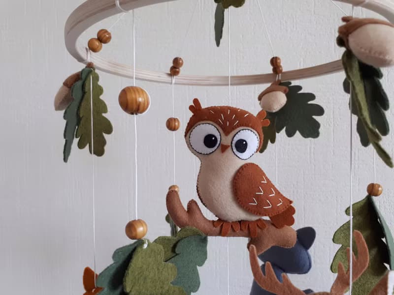 Mobile baby nursery decor woodland, forest animals crib mobile, baby shower gift