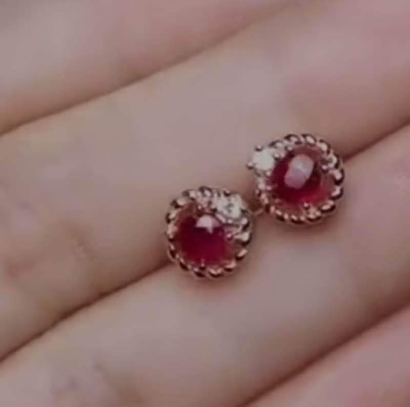 Genuine, 4mm. Natural Siam Ruby  Earrings Stud in Sterling Silver  Stud Earrings