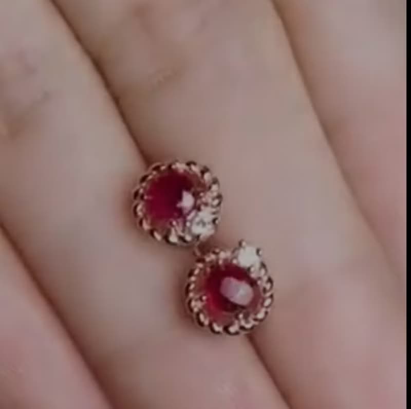 Genuine, 4mm. Natural Siam Ruby  Earrings Stud in Sterling Silver  Stud Earrings