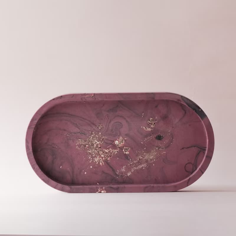 Jesmonite英國礦石樹脂/置物盤-神秘紫大理石紋