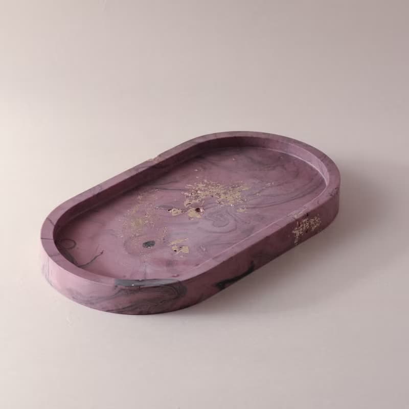 Jesmonite英國礦石樹脂/置物盤-神秘紫大理石紋