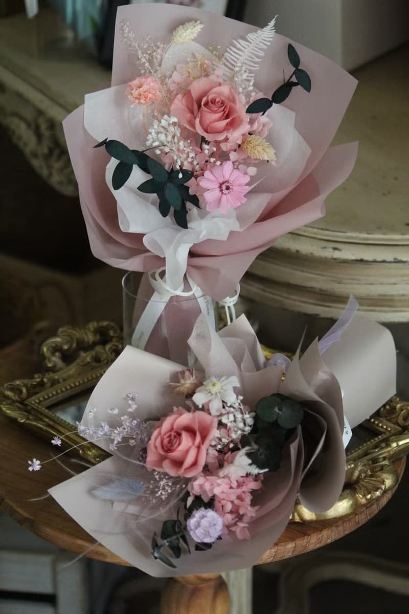 【粉色系永生玫瑰花束】生日送禮/祝賀花禮/永生花