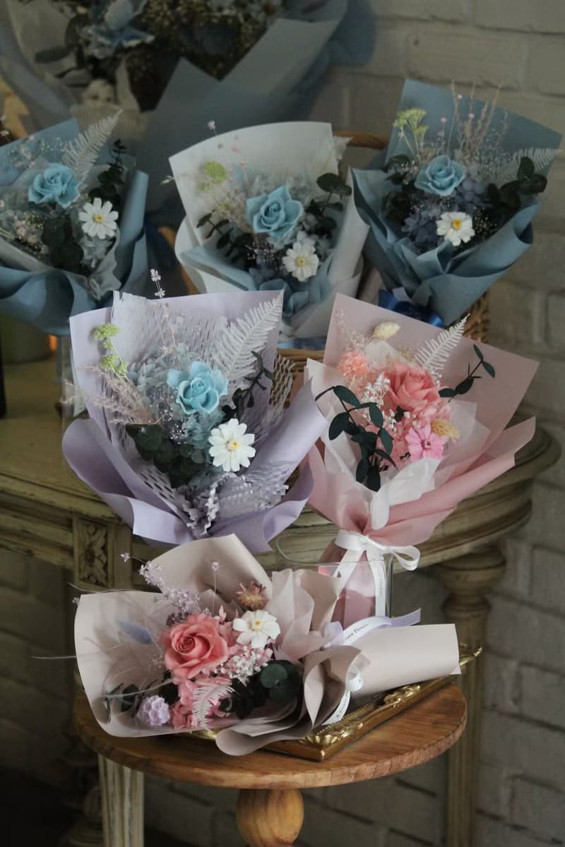 【粉色系永生玫瑰花束】生日送禮/祝賀花禮/永生花