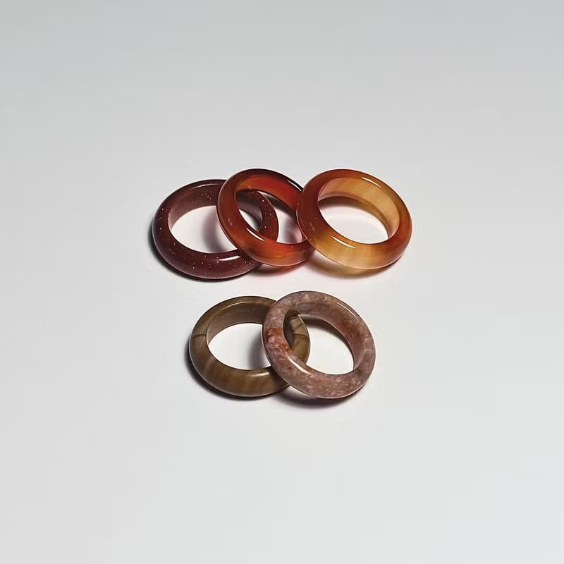 【楓葉系寶石戒指】 金砂石 瑪瑙 圖畫石 花綠石 介指戒指