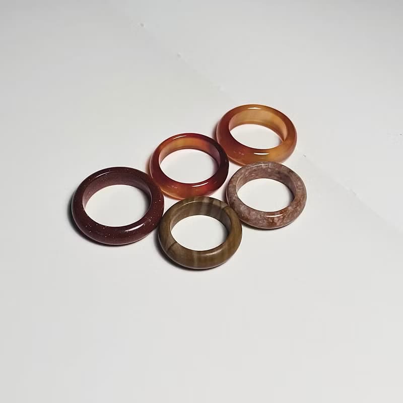 【楓葉系寶石戒指】 金砂石 瑪瑙 圖畫石 花綠石 介指戒指
