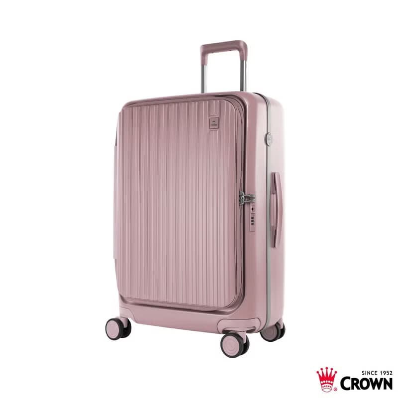 【CROWN】29吋 BOXY 前開框架拉桿箱 託運箱  粉色