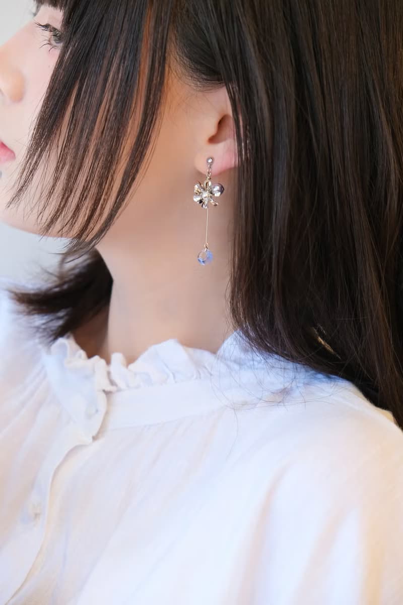 Nina | 繡球花 不對稱 | 美國製琉璃淚珠 Swarovski 珍珠耳環