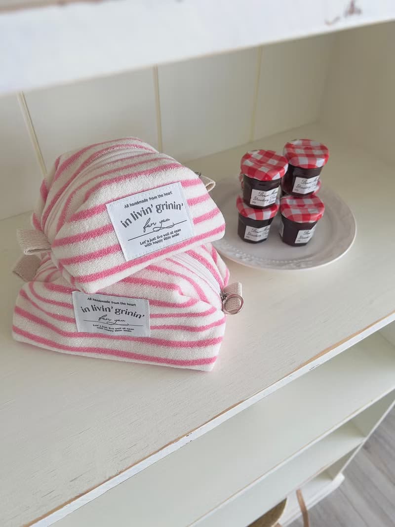 terry stripe pouch S_aurora pink