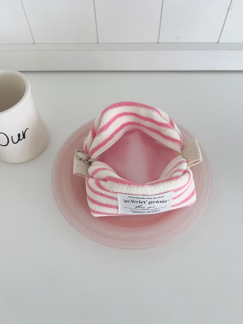 terry stripe pouch S_aurora pink