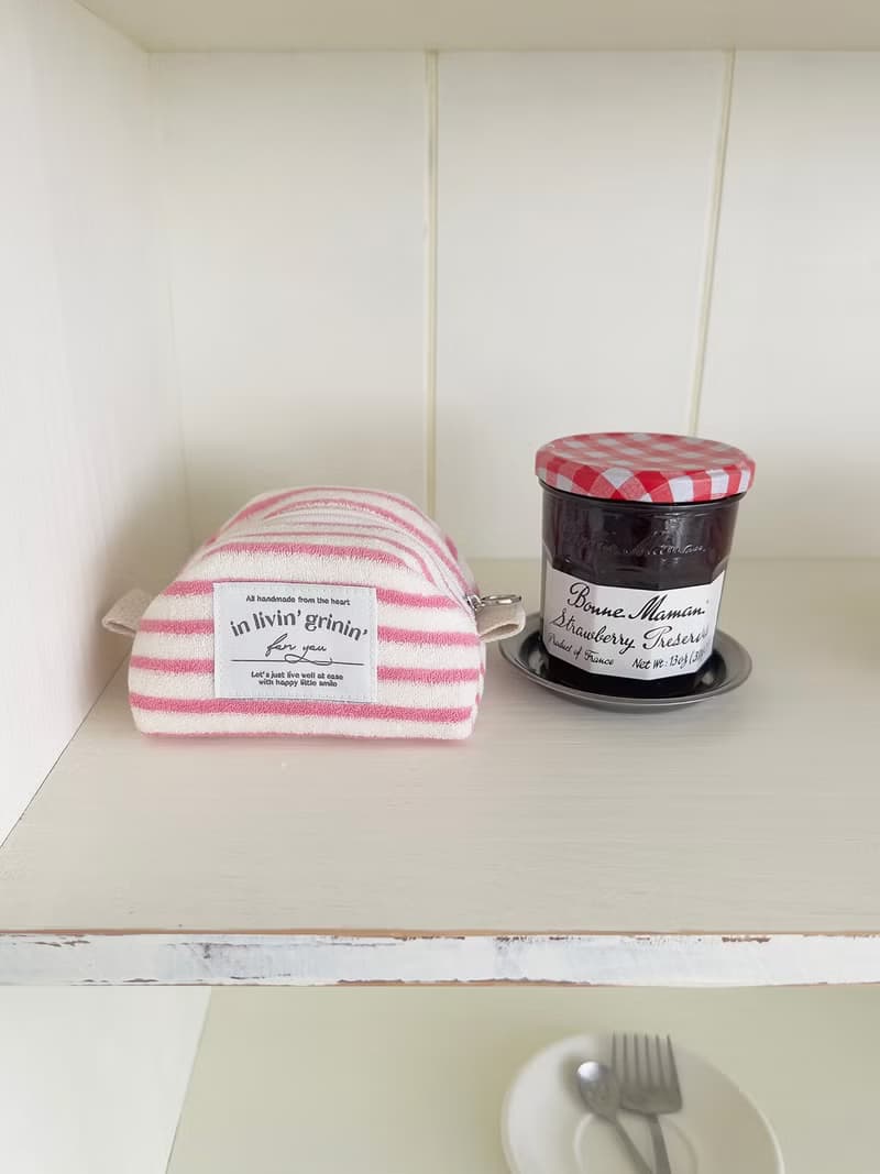 terry stripe pouch S_aurora pink
