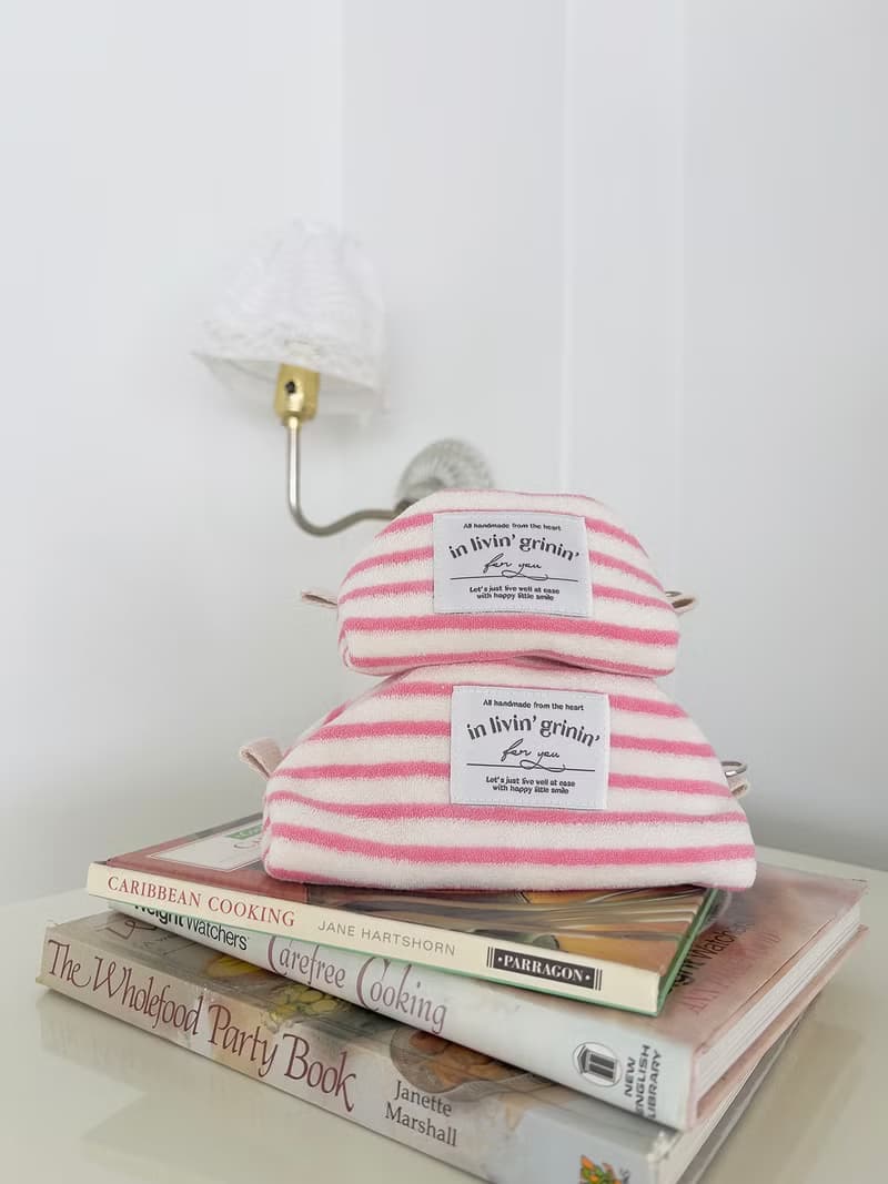 terry stripe pouch S_aurora pink