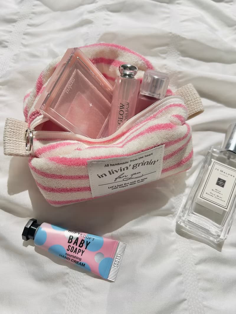 terry stripe pouch S_aurora pink