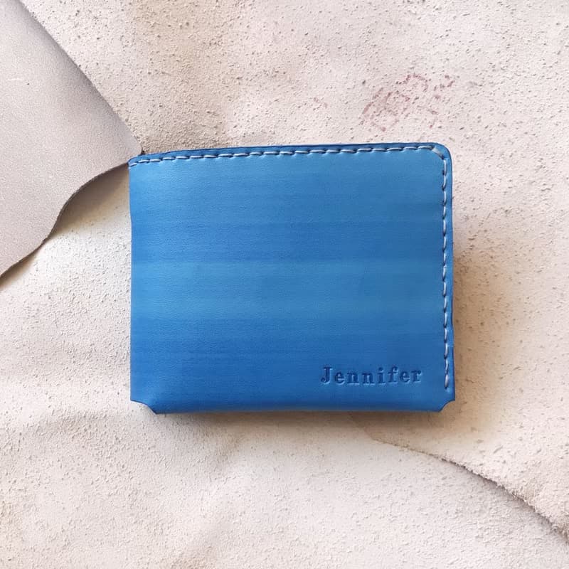 真皮短夾_3卡片層_零錢袋_天空藍