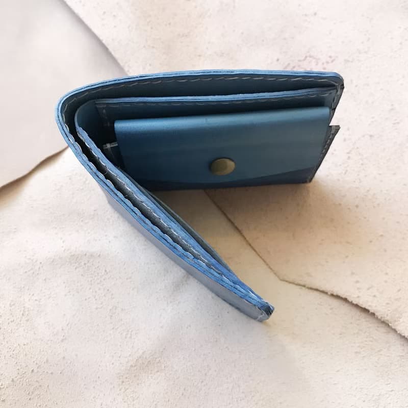 真皮短夾_3卡片層_零錢袋_天空藍