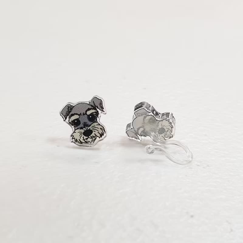 台灣犬/米克斯 4毛色 自創寵物圖樣 壓克力針式 / 夾式 耳夾 耳環