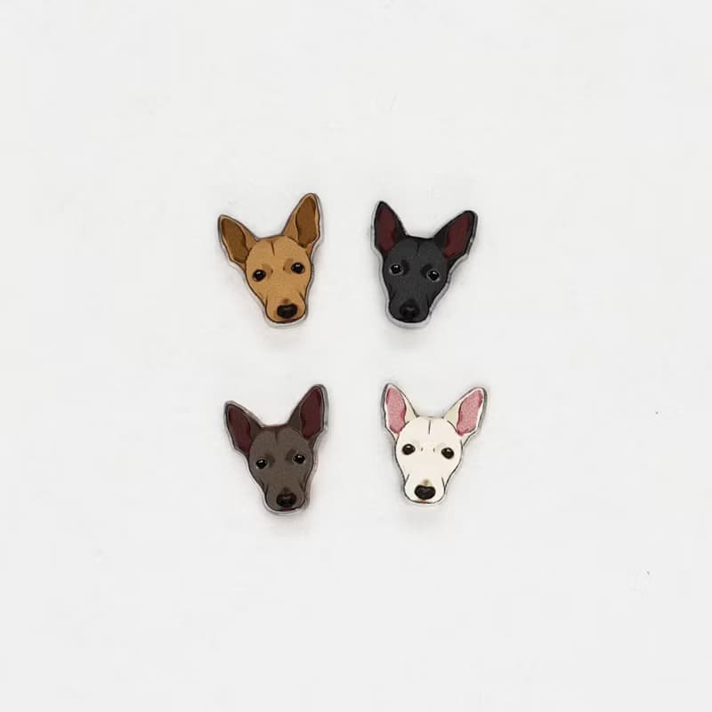台灣犬/米克斯 4毛色 自創寵物圖樣 壓克力針式 / 夾式 耳夾 耳環