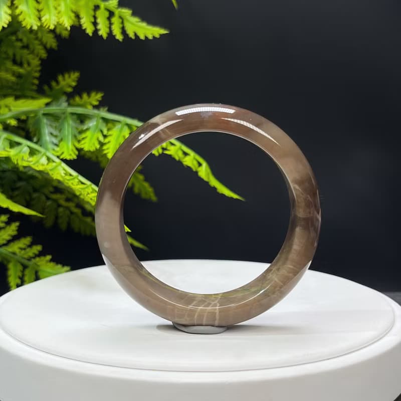 咖啡色瑪瑙手鐲 52MM 高瓷玉化飄天眼玉髓手環 半山半水 展望期待