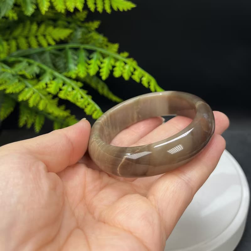 咖啡色瑪瑙手鐲 52MM 高瓷玉化飄天眼玉髓手環 半山半水 展望期待