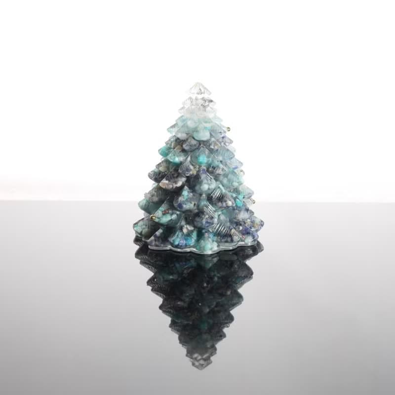 【聖誕禮物】藍色細雪水晶寶石大聖誕樹-奧剛能量樹/療癒礦石交