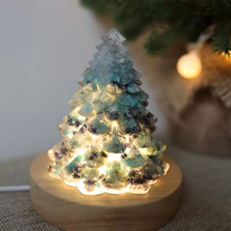 【聖誕禮物】藍色細雪水晶寶石大聖誕樹-奧剛能量樹/療癒礦石交