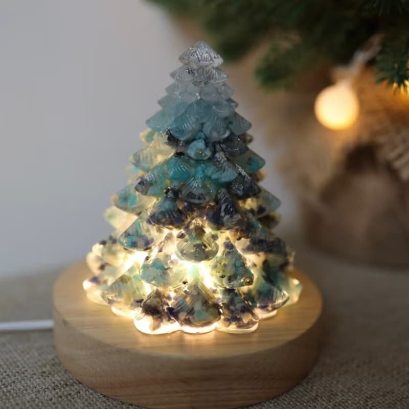 【聖誕禮物】藍色細雪水晶寶石大聖誕樹-奧剛能量樹/療癒礦石交