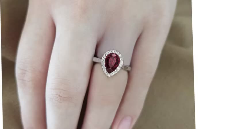 2.60Ct Natural Rhodolite Garnet Silver Ring ,January Birthstone jewelry for her