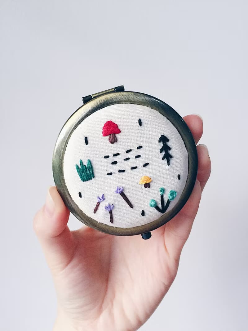 Forest Park Embroidery | Embroidery Compact Mirror | Christmas Gift