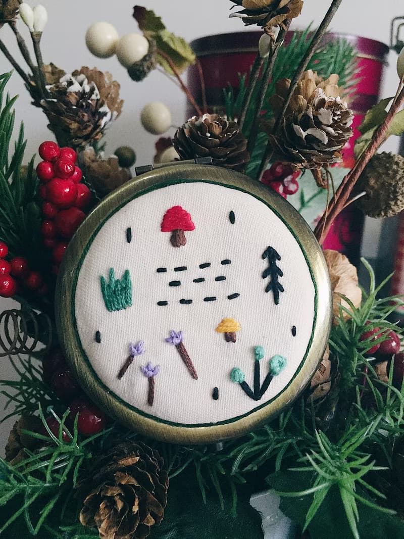Forest Park Embroidery | Embroidery Compact Mirror | Christmas Gift