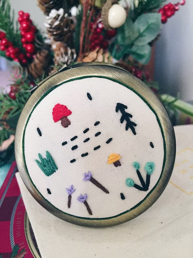 Forest Park Embroidery | Embroidery Compact Mirror | Christmas Gift