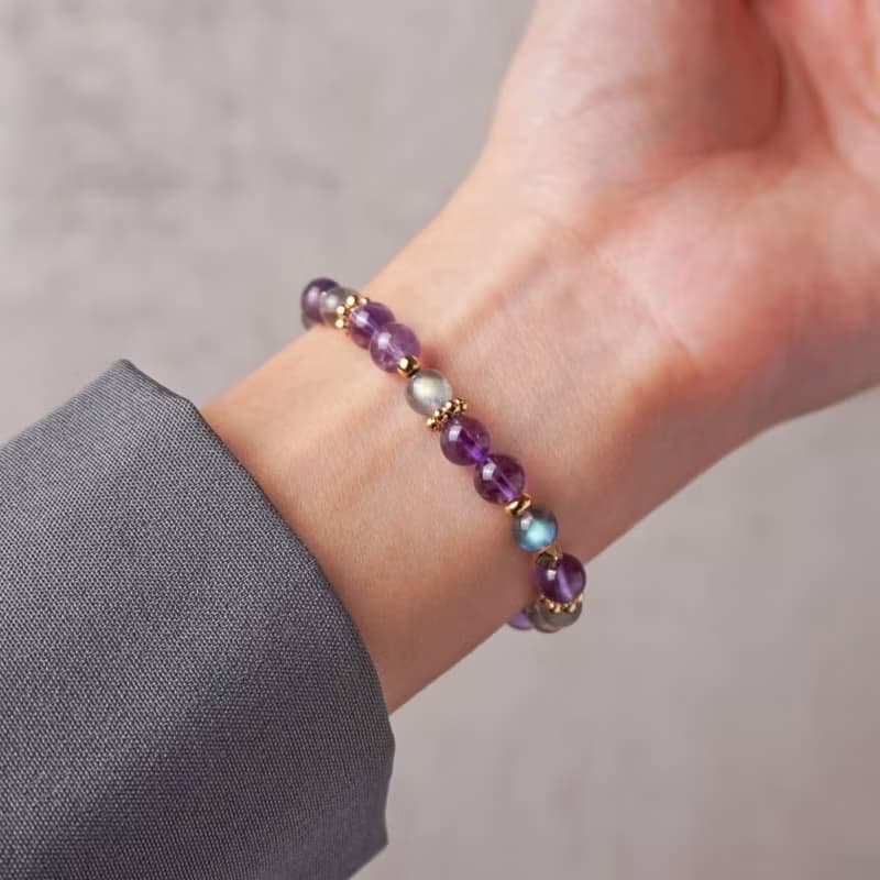 輕設計系列 // 拉長石紫水晶 手鍊 // 智慧 舒緩思緒