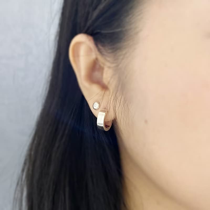 易扣耳環(單只) 925純銀