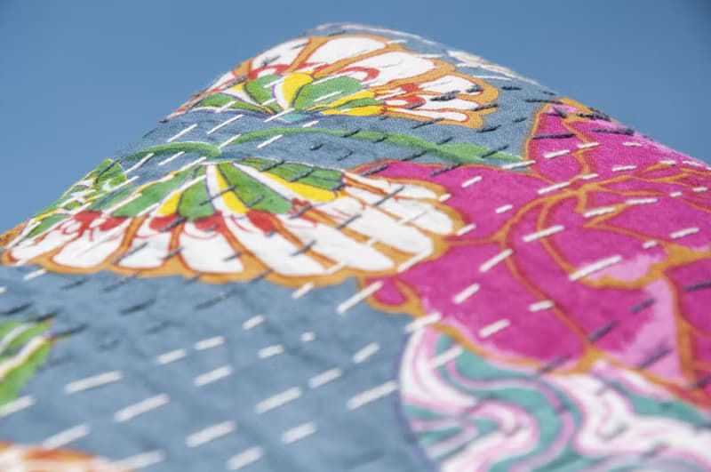 花朵刺繡抱枕套 純棉抱枕套 民族風抱枕套-西班牙風灰藍花朵森林
