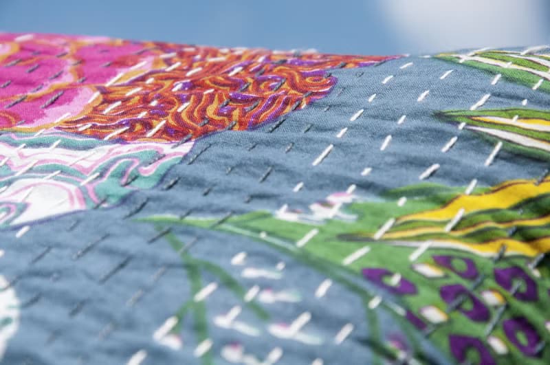 花朵刺繡抱枕套 純棉抱枕套 民族風抱枕套-西班牙風灰藍花朵森林
