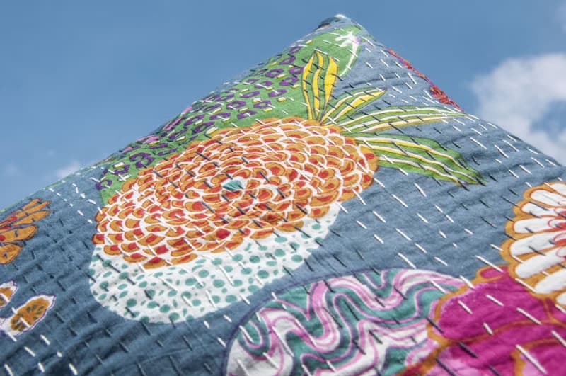 花朵刺繡抱枕套 純棉抱枕套 民族風抱枕套-西班牙風灰藍花朵森林