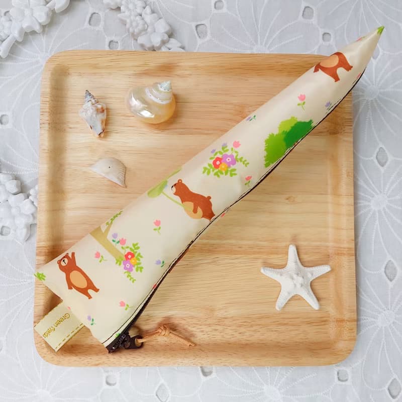 韓國大樹小熊防水布拉鍊立體餐具袋