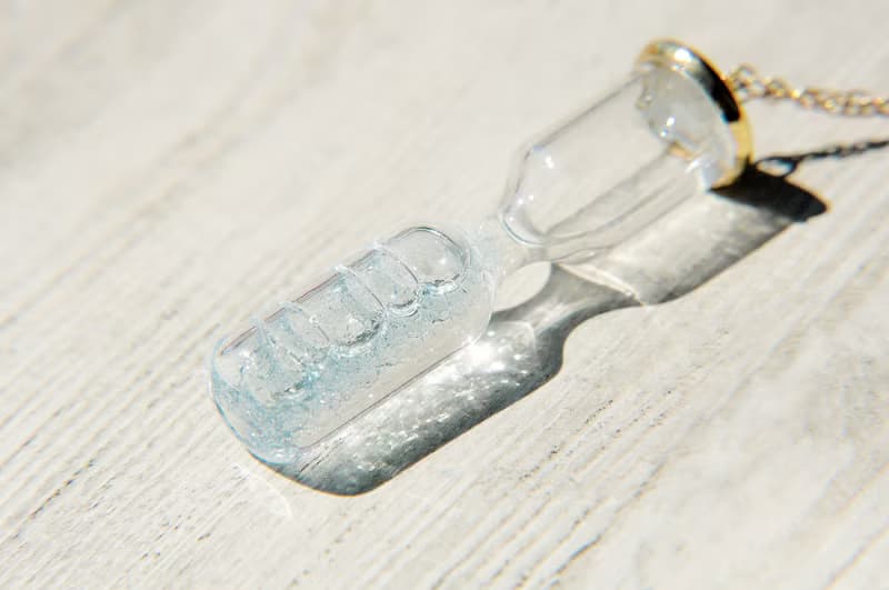 情人節禮物 / 海洋風 / 英式透明感玻璃球沙漏項鍊 -蔚藍海岸