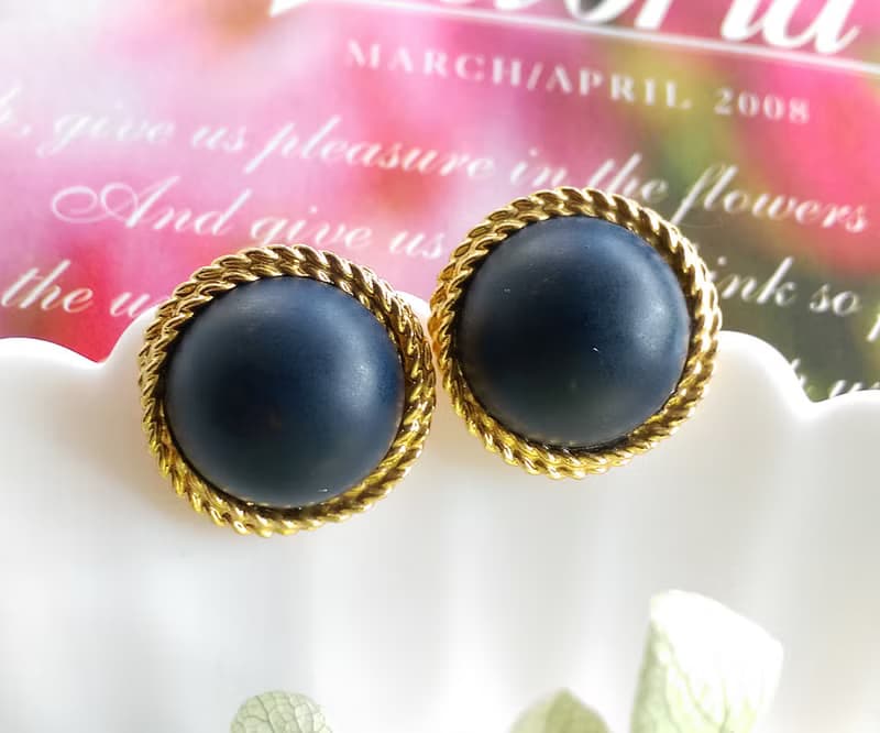 Vintage Jewelry 西洋古董飾品 簡約 旋轉框  針式耳環