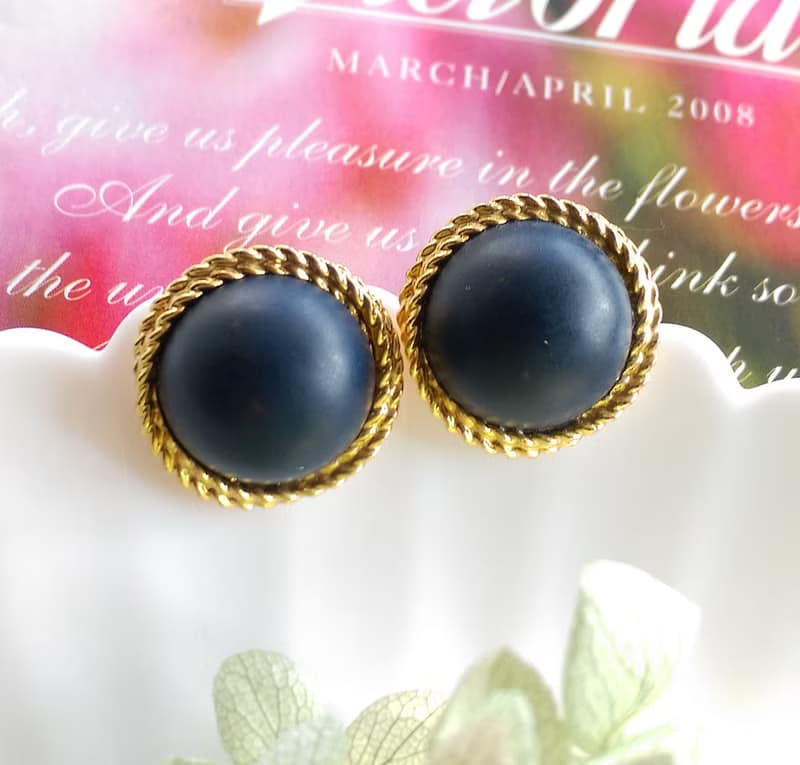 Vintage Jewelry 西洋古董飾品 簡約 旋轉框  針式耳環