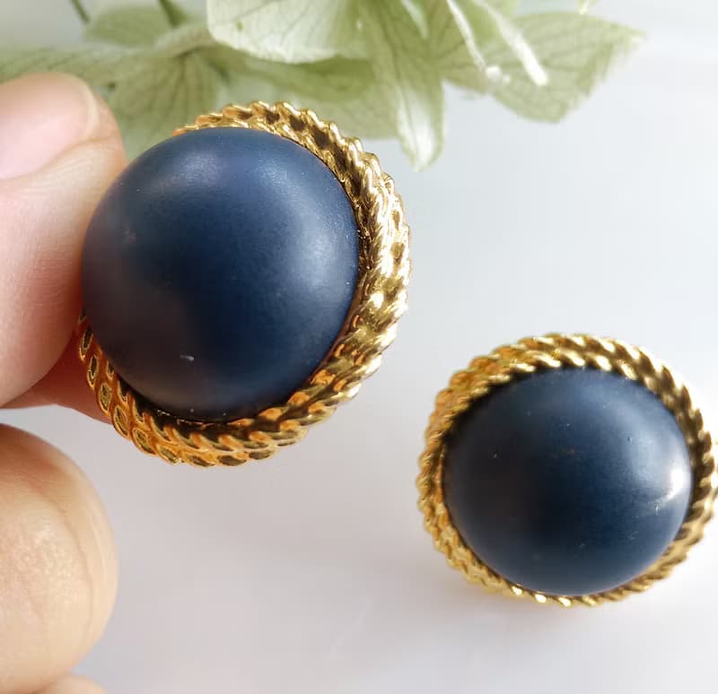 Vintage Jewelry 西洋古董飾品 簡約 旋轉框  針式耳環