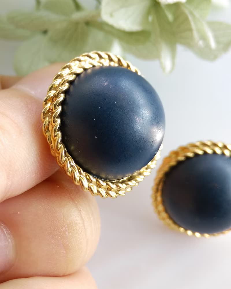 Vintage Jewelry 西洋古董飾品 簡約 旋轉框  針式耳環