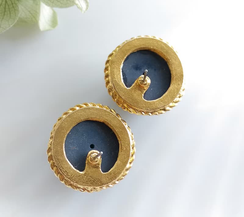 Vintage Jewelry 西洋古董飾品 簡約 旋轉框  針式耳環