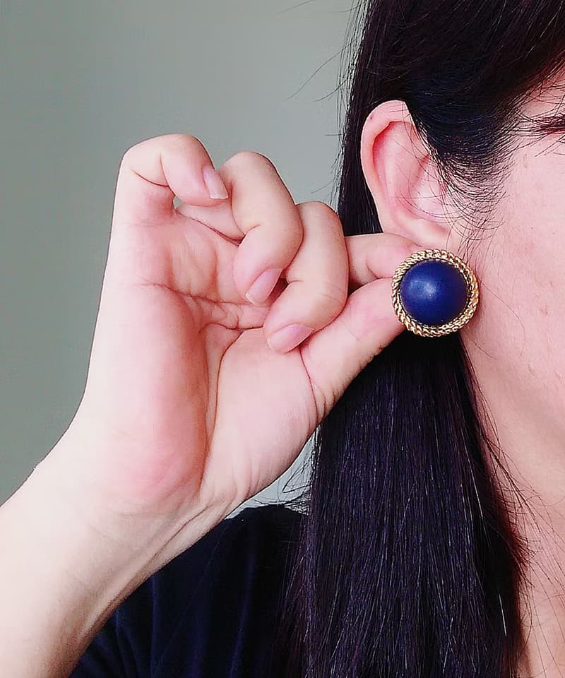 Vintage Jewelry 西洋古董飾品 簡約 旋轉框  針式耳環