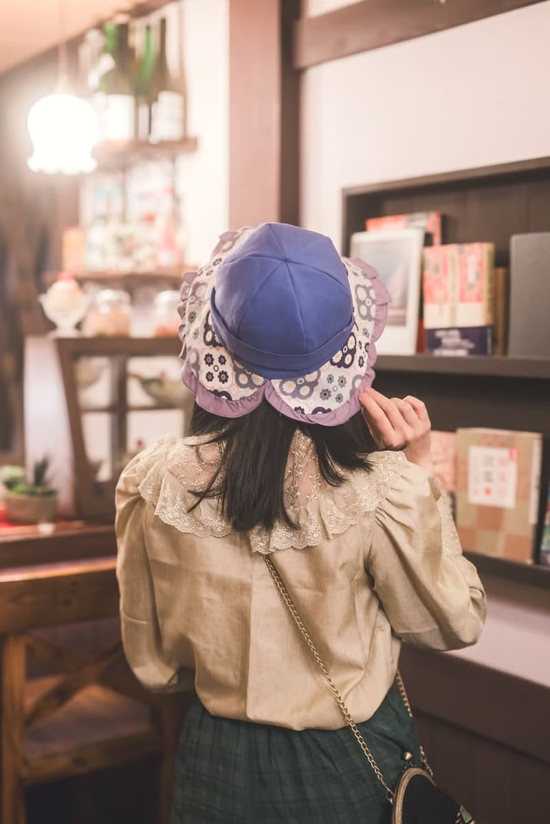 【昭和花柄】古典荷葉帽/遮陽帽/漁夫帽