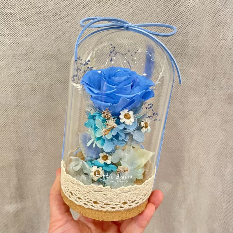 | 小夢境花藝 | 永生玫瑰 玻璃鐘罩 日本大地農園永生花玻璃瓶